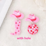 10Pcs Pink Acrylic Cowboy Charms Boots Pendant Necklace DIY Making