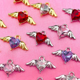 10Pcs Angel Wings Heart Pendant Charms for Jewelry Making