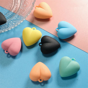 10Pcs 3D Peach Heart Acrylic Charms Love Pendants DIY Jewelry Making