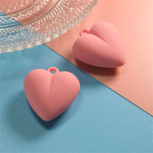 10Pcs 3D Peach Heart Acrylic Charms Love Pendants DIY Jewelry Making