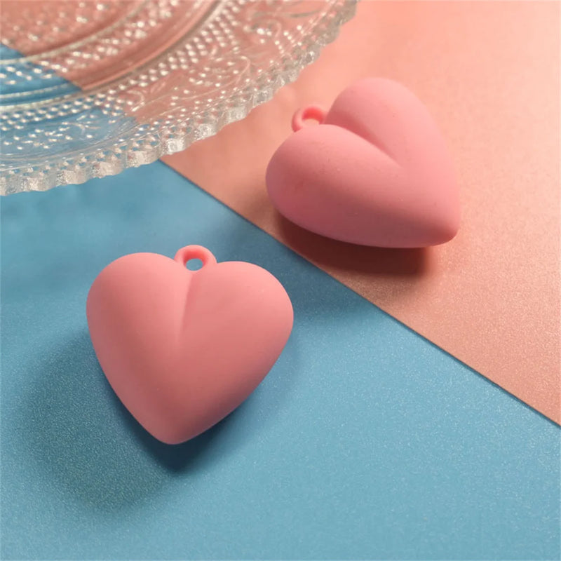 10Pcs 3D Peach Heart Acrylic Charms Love Pendants DIY Jewelry Making