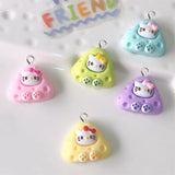 10Pcs Cartoon Cat Rice Ball Resin Charms DIY Jewelry Making Accessories