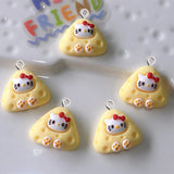 10Pcs Cartoon Cat Rice Ball Resin Charms DIY Jewelry Making Accessories