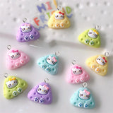 10Pcs Cartoon Cat Rice Ball Resin Charms DIY Jewelry Making Accessories