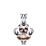 10Pcs Paw Print Pearl Cage Aromatherapy Diffuser Charm Pendant Necklace Bracelet