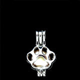 10Pcs Paw Print Pearl Cage Aromatherapy Diffuser Charm Pendant Necklace Bracelet