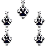 10Pcs Paw Print Pearl Cage Aromatherapy Diffuser Charm Pendant Necklace Bracelet