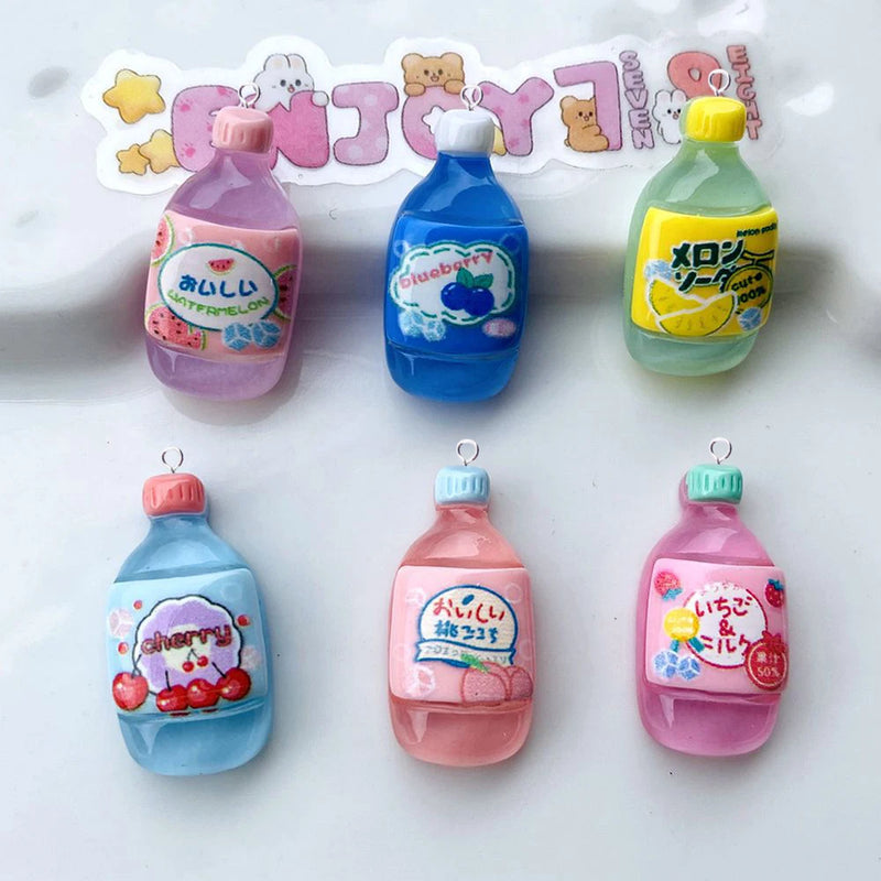 10Pcs Fruit Drinking Bottle Charms for Earrings Keychain Making Jewelry Resin