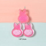 10Pcs Glitter Rabbit Head Resin Charms for Jewelry Making DIY
