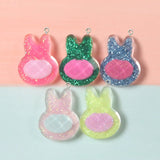 10Pcs Glitter Rabbit Head Resin Charms for Jewelry Making DIY