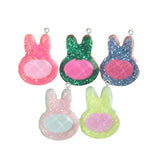 10Pcs Glitter Rabbit Head Resin Charms for Jewelry Making DIY
