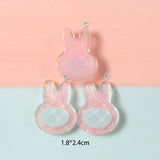 10Pcs Glitter Rabbit Head Resin Charms for Jewelry Making DIY