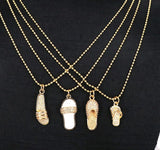 10Pcs Plated Enamel Cz Zircon Micro Pave Slipper Pendant Necklace Charms