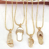 10Pcs Plated Enamel Cz Zircon Micro Pave Slipper Pendant Necklace Charms