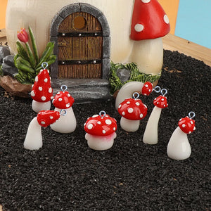 10Pcs Luminous 3D Mushroom Resin Charms Pendants DIY Jewelry Making