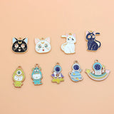 10Pcs Milk Spaceman Enamel Charms Beads DIY Earrings Bracelet Pendant