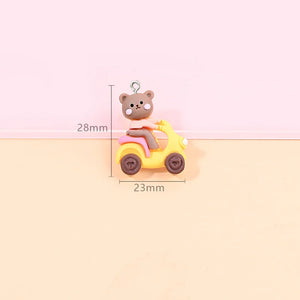 10Pcs Motorcycle Rabbit Bear Resin Charms Pendant DIY Jewelry Making