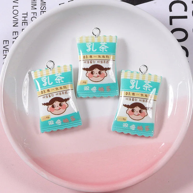10Pcs Candy Biscuit Potato Chips Resin Charms for Jewelry Making