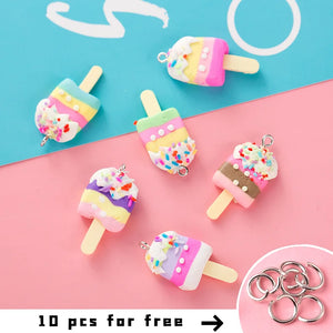 10Pcs Ice Cream Charms for Jewelry Making DIY Keychain Pendant