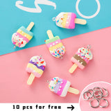 10Pcs Ice Cream Charms for Jewelry Making DIY Keychain Pendant