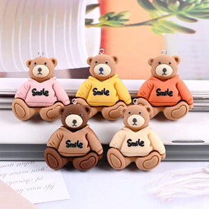 10Pcs Smile Bear Resin Charms Flatback DIY Earrings C397