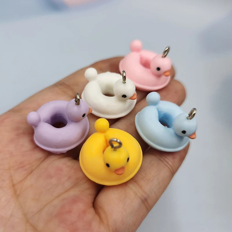 10Pcs Swimming Yellow Duck Resin Charms Animals Pendants C671