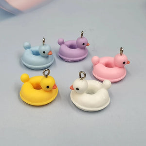 10Pcs Swimming Yellow Duck Resin Charms Animals Pendants C671