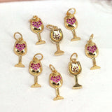 10Pcs Cute Cup Shape Pendant Plated CZ Charm for Necklace Jewelry Making