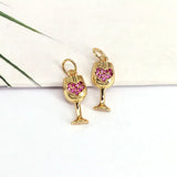 10Pcs Cute Cup Shape Pendant Plated CZ Charm for Necklace Jewelry Making