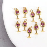 10Pcs Cute Cup Shape Pendant Plated CZ Charm for Necklace Jewelry Making
