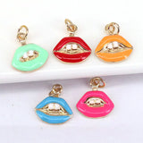 10Pcs Enamel Lip Pendant Necklaces, Cute Jewelry Accessories