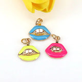 10Pcs Enamel Lip Pendant Necklaces, Cute Jewelry Accessories