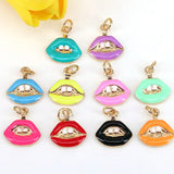 10Pcs Enamel Lip Pendant Necklaces, Cute Jewelry Accessories