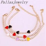 10Pcs Enamel Heart Charm CZ Tennis Chain Bracelet for Women Jewelry