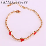 10Pcs Enamel Heart Charm CZ Tennis Chain Bracelet for Women Jewelry