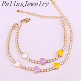 10Pcs Enamel Heart Charm CZ Tennis Chain Bracelet for Women Jewelry
