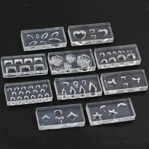 10Pcs Nail Art Silicone Mold Leaves Flower Template Acrylic UV Gel DIY Tools