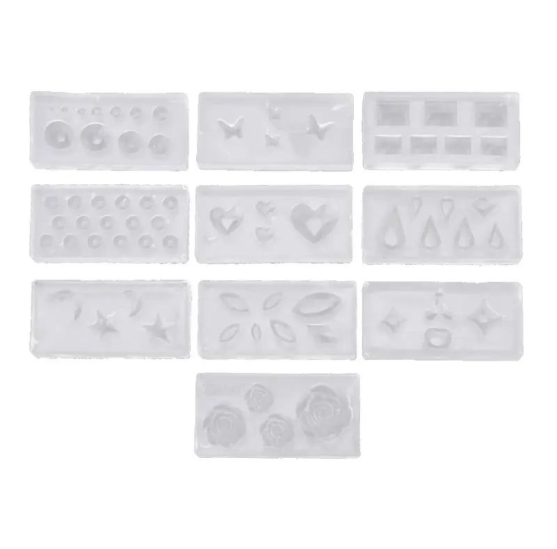 10Pcs Nail Art Silicone Mold Leaves Flower Template Acrylic UV Gel DIY Tools