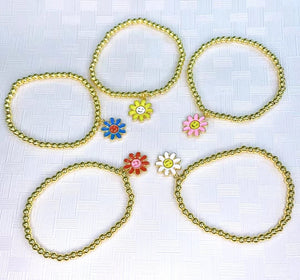 10Pcs Flower Charms Bracelet Bead Ball Charm Bracelets Femme