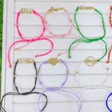 10Pcs MOM Charm Bracelet for Mother Zircon Heart Rainbow Jewelry