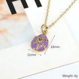 10Pcs Zircon Micro Pave Water Drop Pendant Enamel Charm Necklace