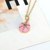 10Pcs Zircon Micro Pave Water Drop Pendant Enamel Charm Necklace
