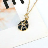 10Pcs Zircon Micro Pave Water Drop Pendant Enamel Charm Necklace