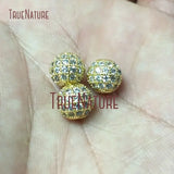 10Pcs Clear Zircon Micro Pave Copper Beads 8mm