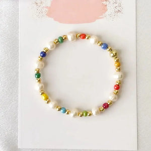 10Pcs Colorful Pearl Beads Stretch Bracelets Boho Summer Jewelry