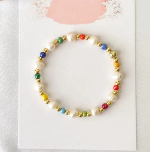 10Pcs Colorful Pearl Beads Stretch Bracelets Boho Summer Jewelry