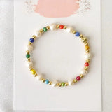 10Pcs Colorful Pearl Beads Stretch Bracelets Boho Summer Jewelry
