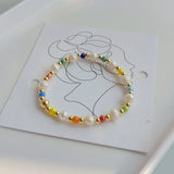 10Pcs Colorful Pearl Beads Stretch Bracelets Boho Summer Jewelry