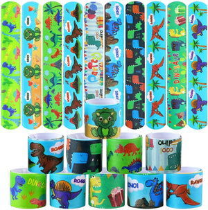10Pcs Dinosaur Slap Bracelets Animal Theme Toys Snap Bands Party Favors