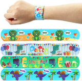 10Pcs Dinosaur Slap Bracelets Animal Theme Toys Snap Bands Party Favors